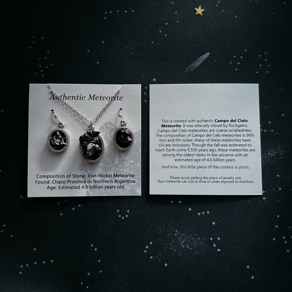 Crescent Moon Ring with Authentic Meteorite