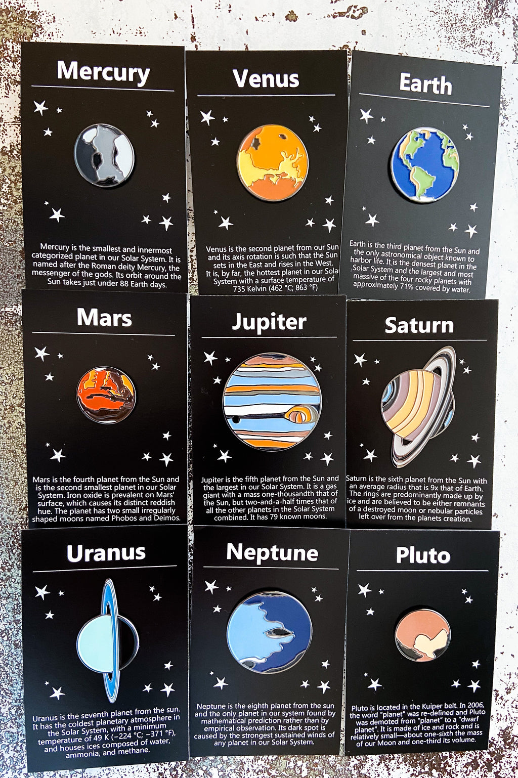 Solar System Planet Enamel Pin Set of 9