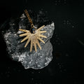 Dark Before the Dawn Sunburst Pendant Necklace with Copper Lapis Lazuli