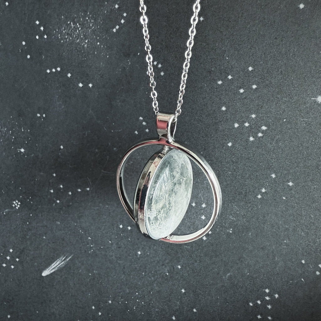 Full Moon Double Sided Fidget Pendant Necklace