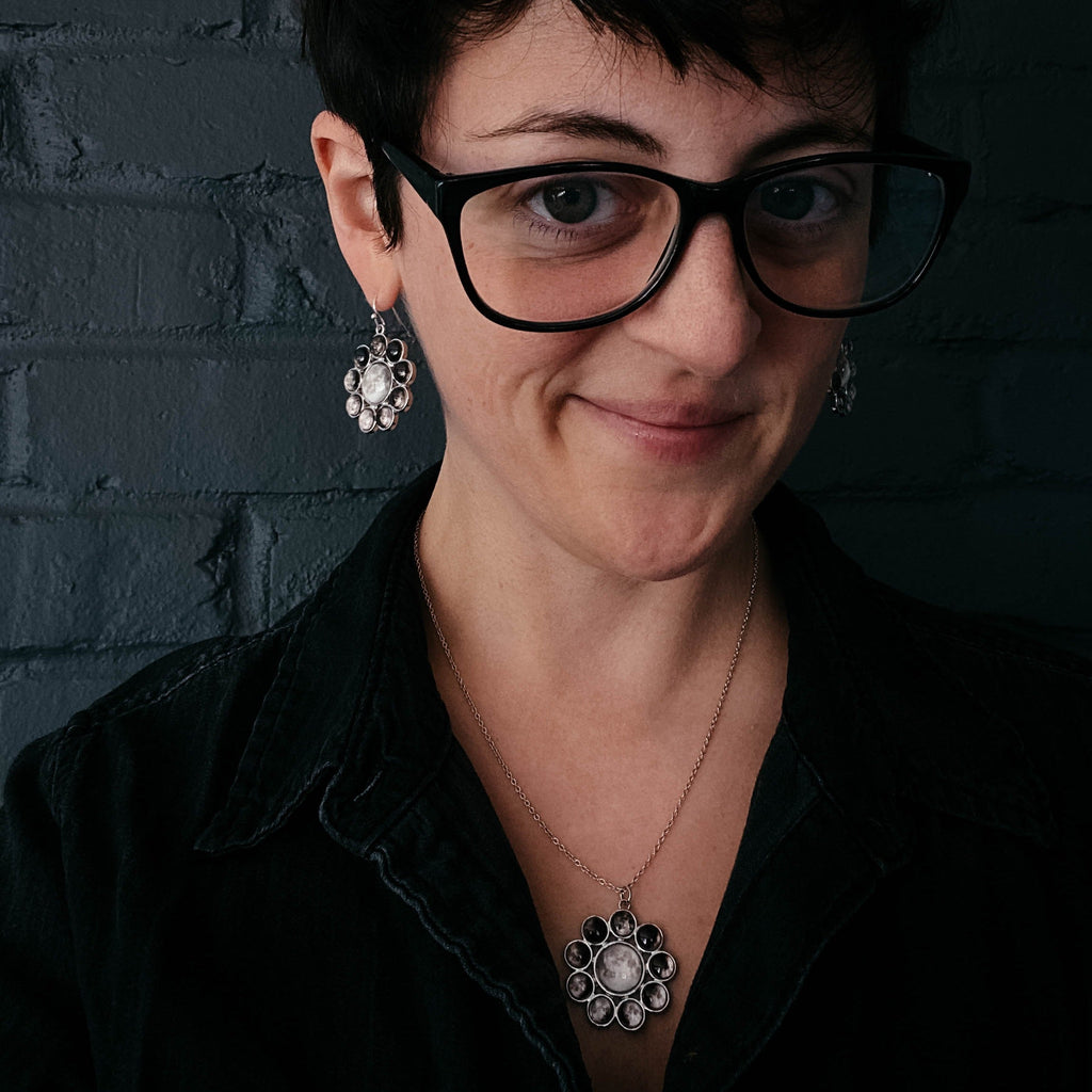 CLEARANCE Moon Phases Halo Dangle Earrings