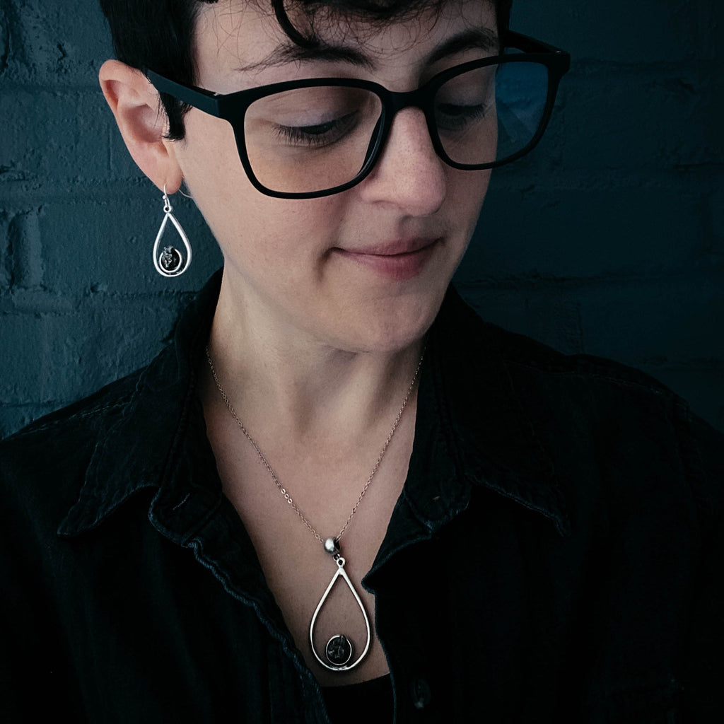 Teardrop Necklace with Authentic Raw Meteorite