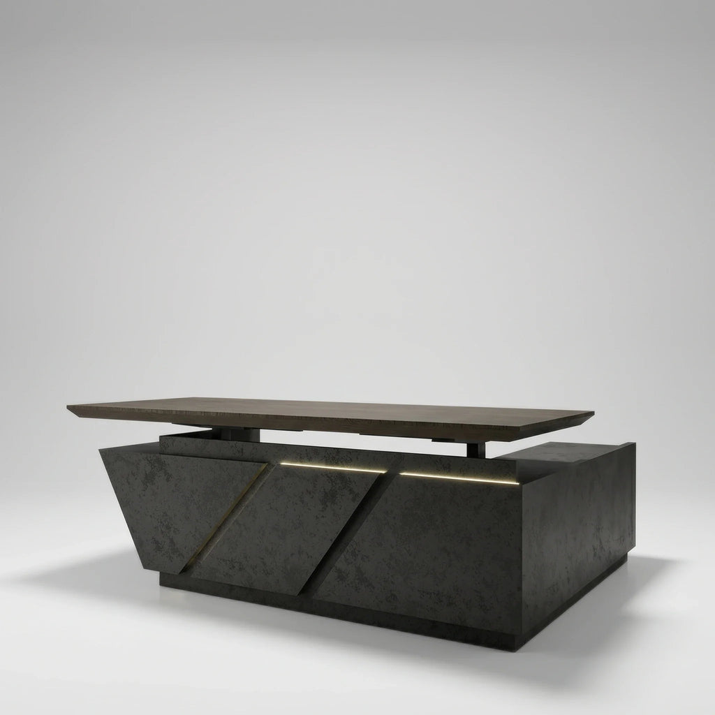 Maverick · Standing L-Shaped Executive Desk, Adjustable Height
