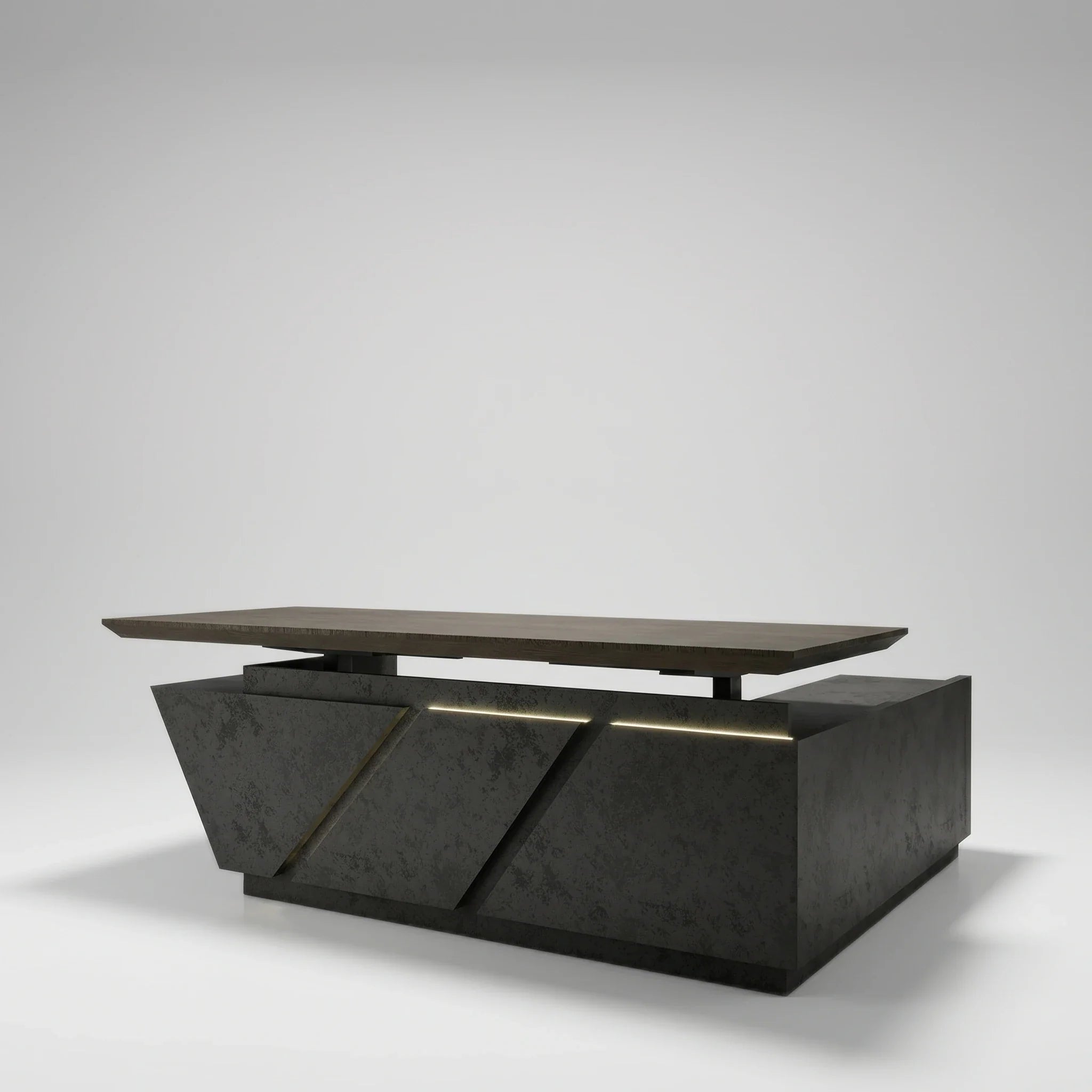 Maverick · Standing L-Shaped Executive Desk, Adjustable Height