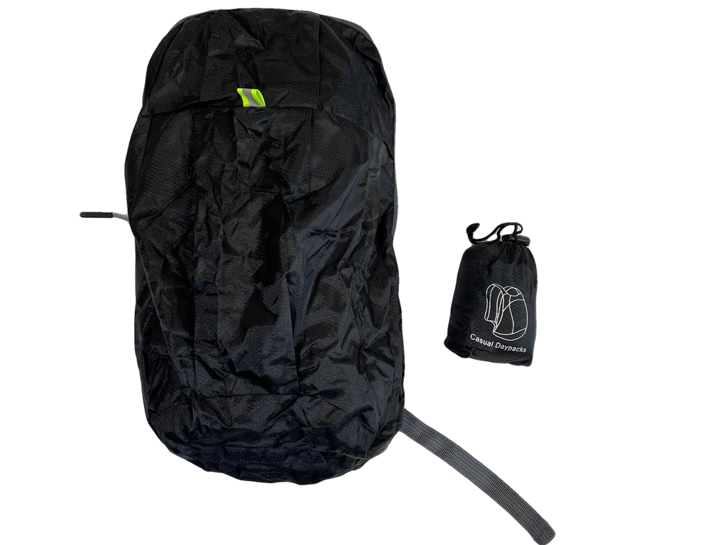 Black polyester day pack