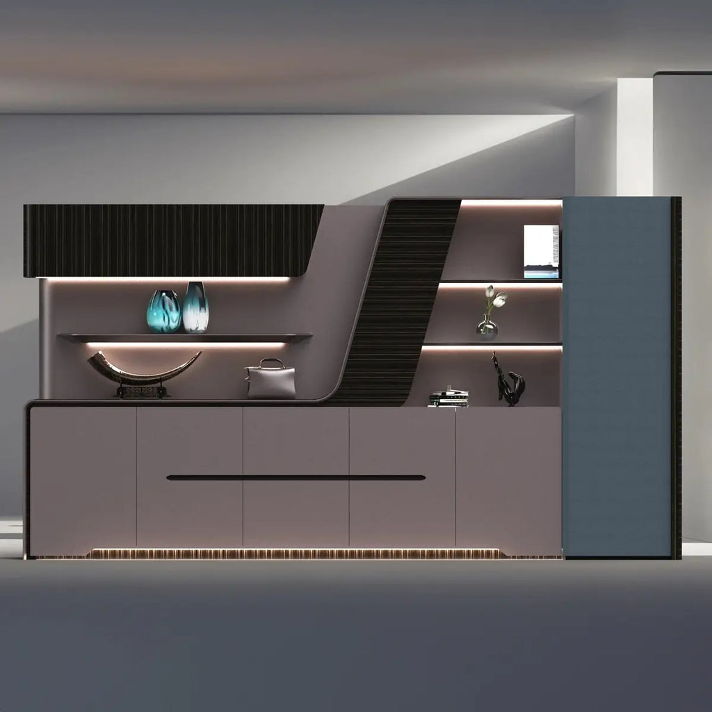 Velor · Modern Office Shelves w/ Lighting & Storage