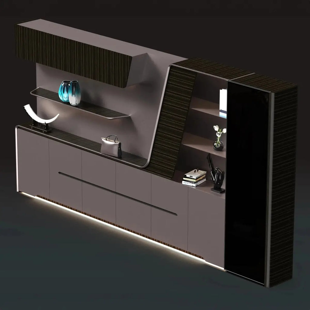 Velor · Modern Office Shelves w/ Lighting & Storage