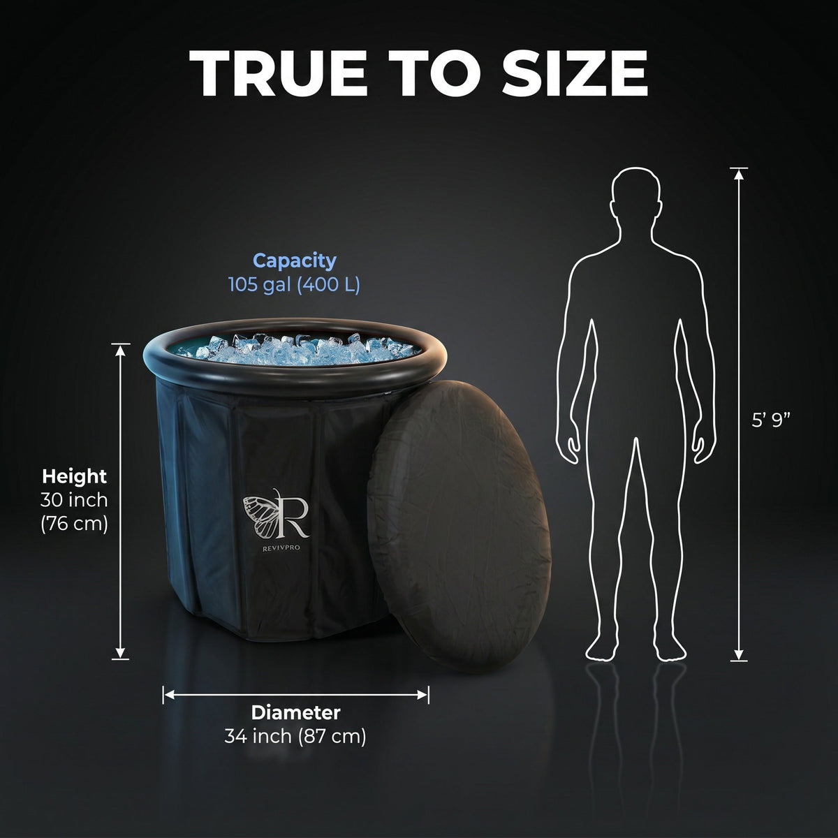 Foldable Ice Bath Tub — No Pole, No Pump, 60-Second Setup | RevivPro