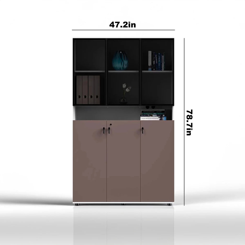Thurby · Office Cabinet w/ Glass Panel Display Shelves