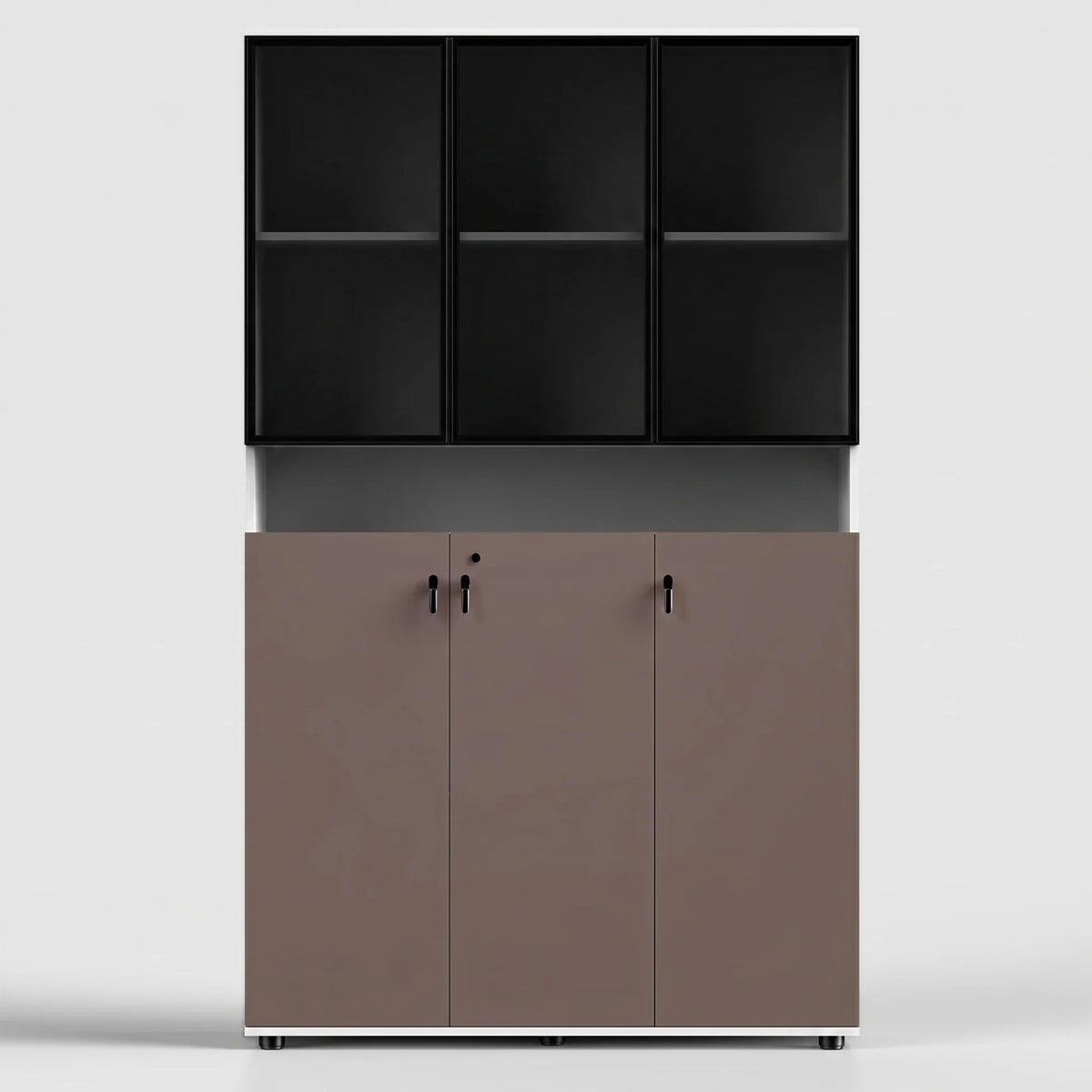 Thurby · Office Cabinet w/ Glass Panel Display Shelves
